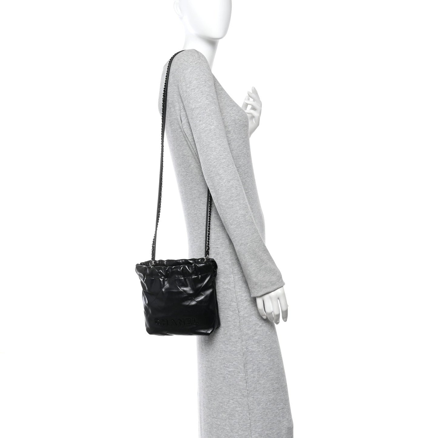 Shiny Calfskin Quilted Mini Chanel 22 So Black
