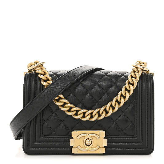 Caviar Quilted Small Boy Flap Black