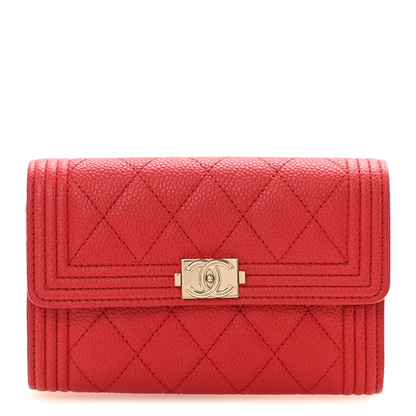 Caviar Quilted Medium Boy Flap Wallet Red