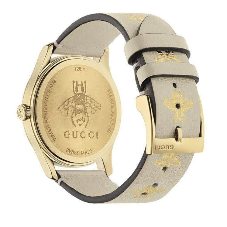 Gucci G Timeless White Dial White Leather Strap Watch For Women - YA1264096