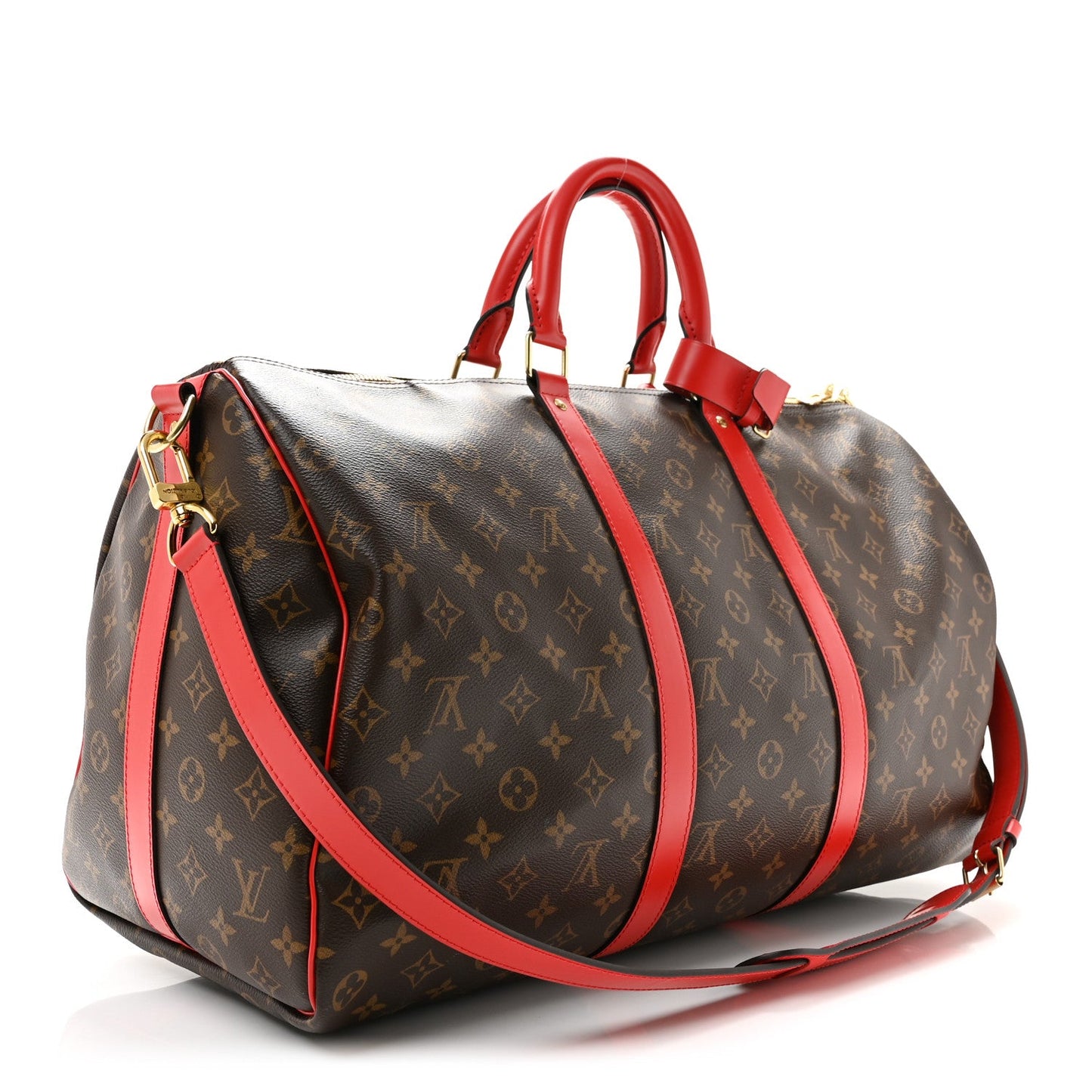 Calfskin Monogram Keepall Bandouliere 50 Coquelicot