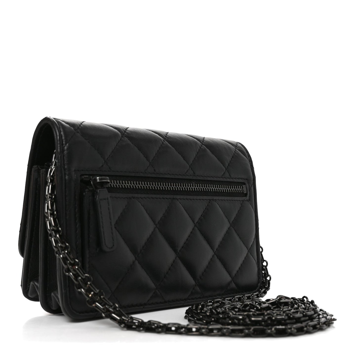 Aged Calfskin Quilted Mini Reissue Wallet On Chain WOC So Black