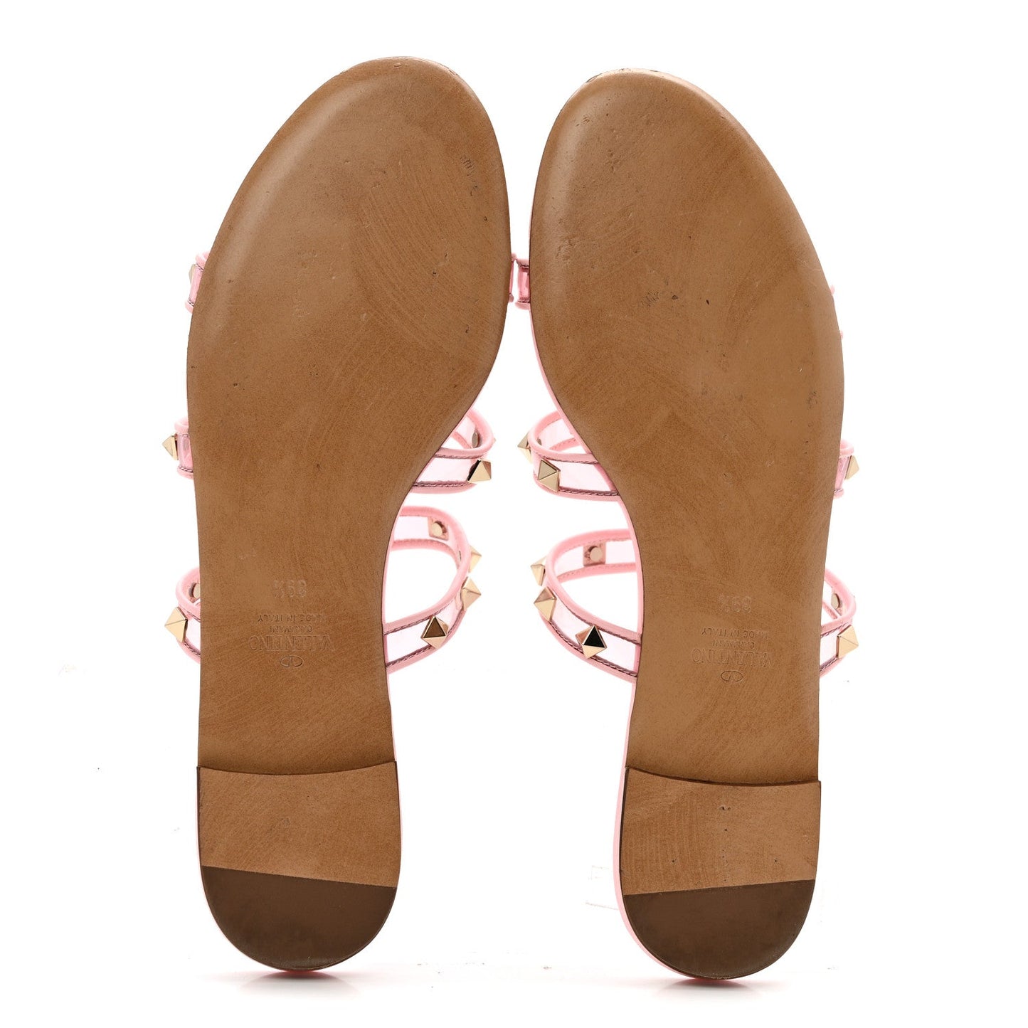 Rockstud PVC Caged Flat Slide Sandals 39.5  Pink