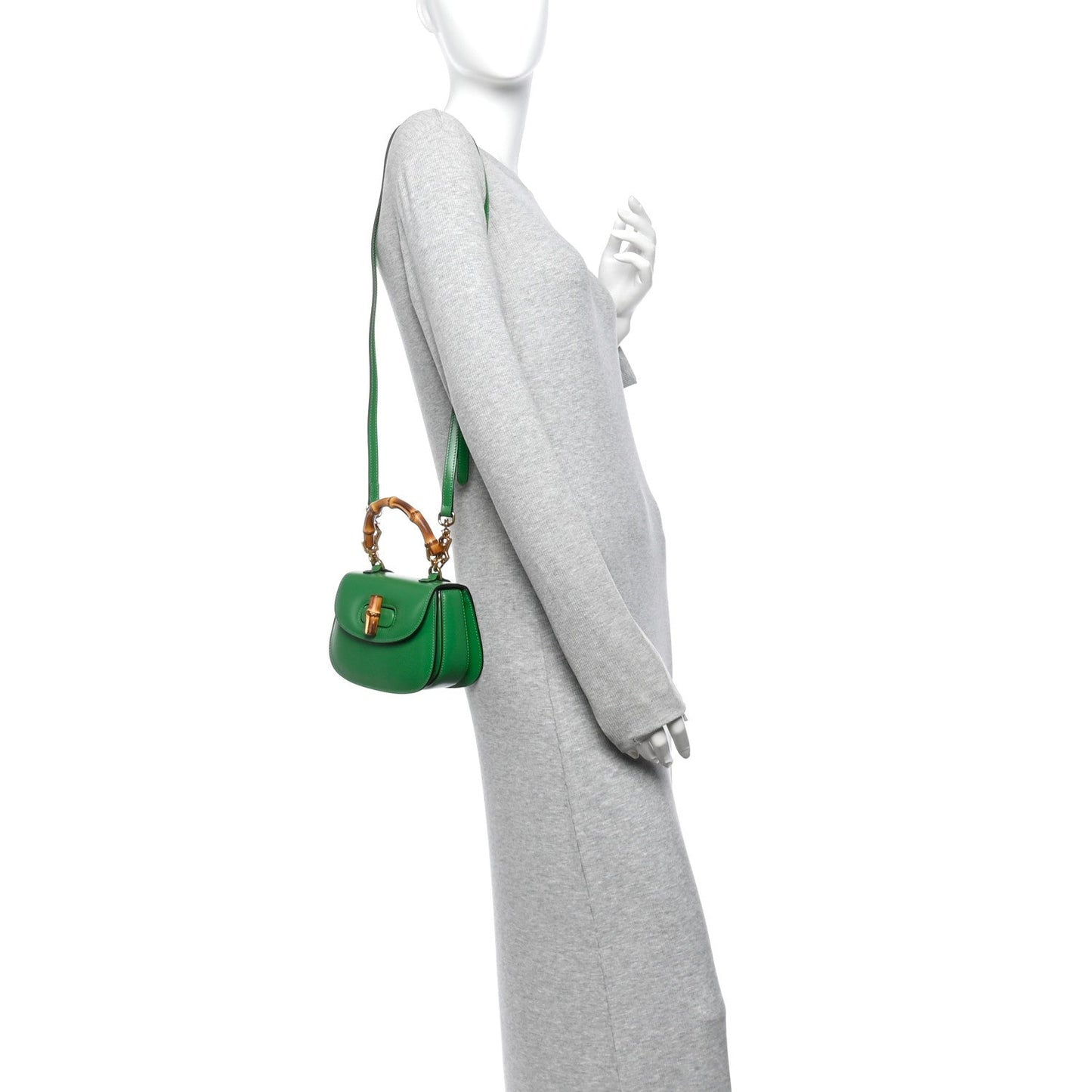 Boarded Dyana Lux Calfskin Web Small Bamboo 1947 Top Handle Bag Spring Green