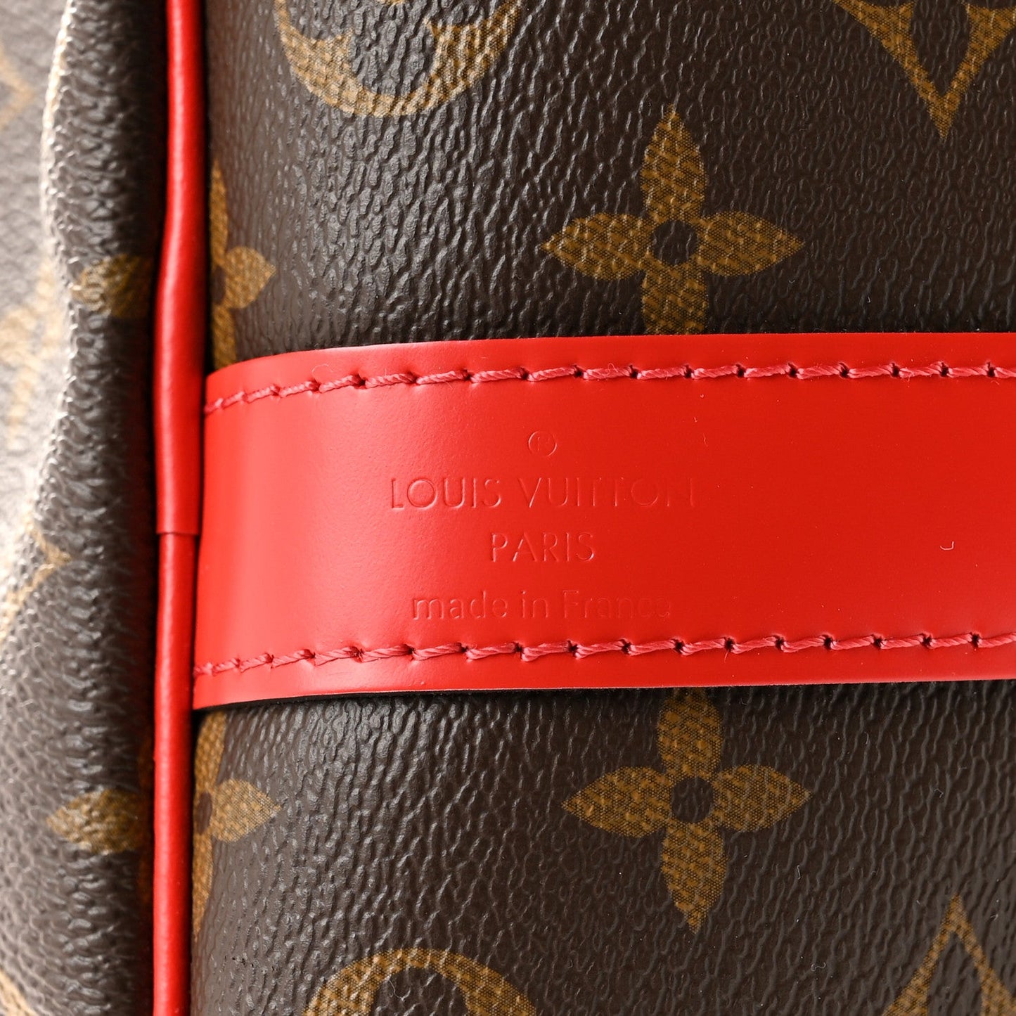Calfskin Monogram Keepall Bandouliere 50 Coquelicot