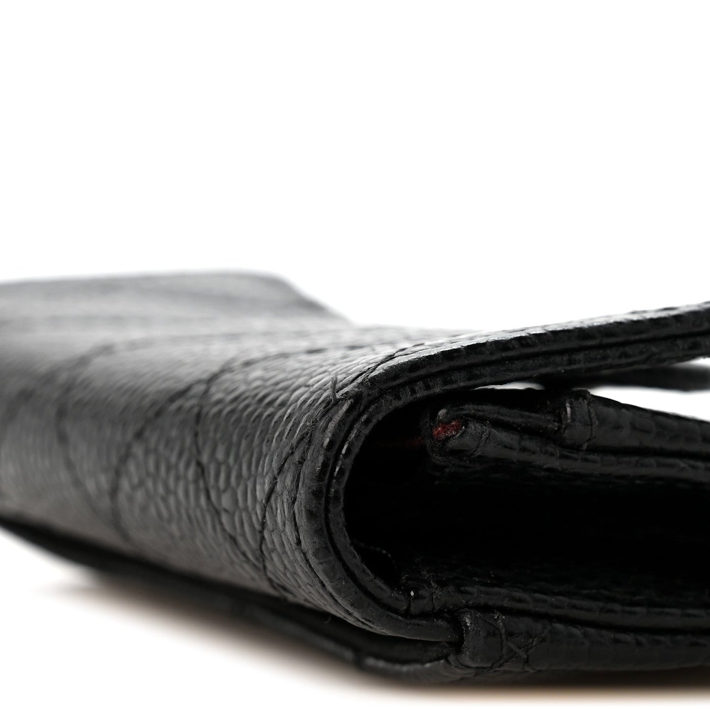 Caviar Quilted Flap Card Holder Wallet Black