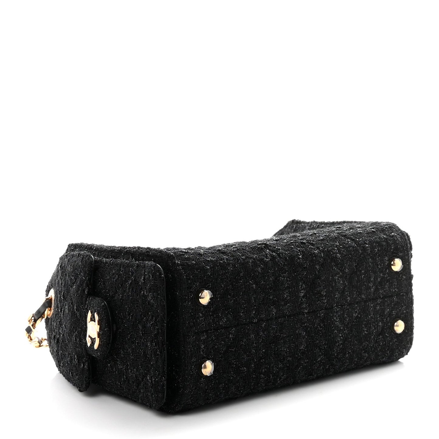 Tweed Quilted Mini Chanel 25 Handbag Black