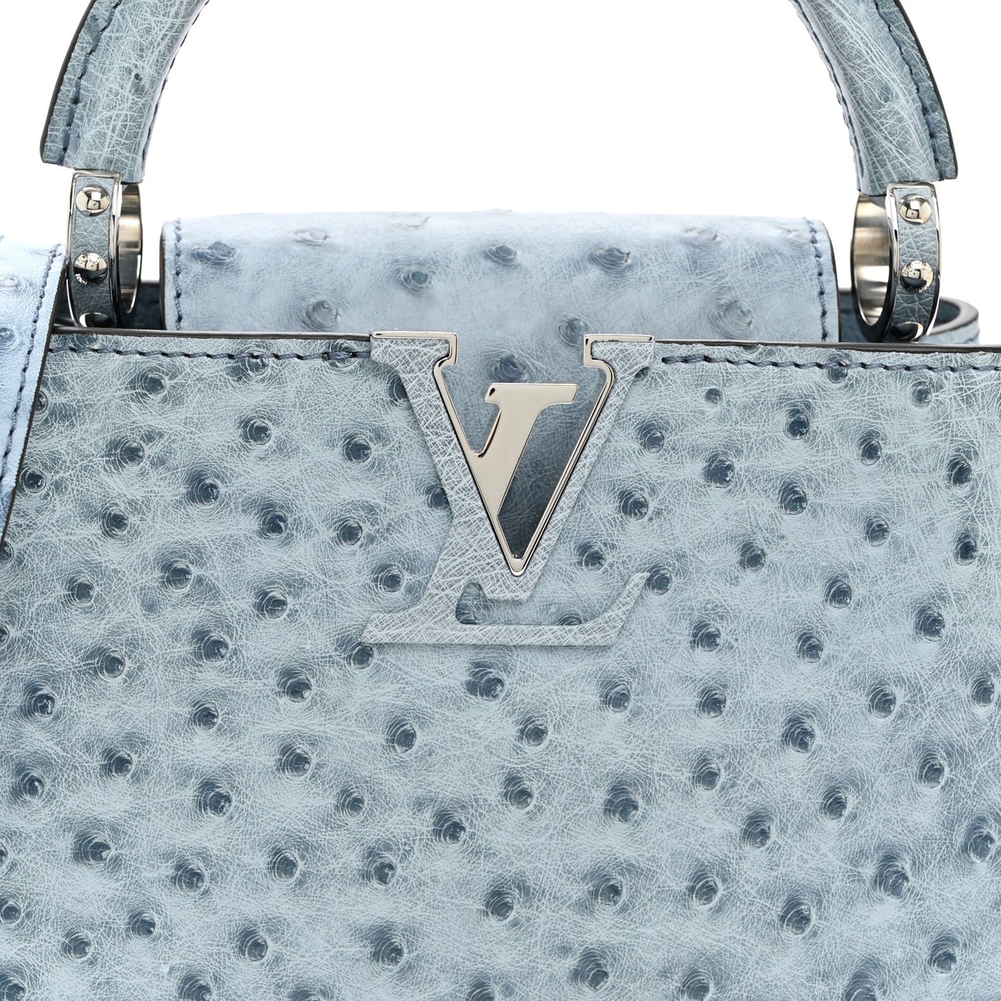 Ostrich Capucines Mini Blue Denim