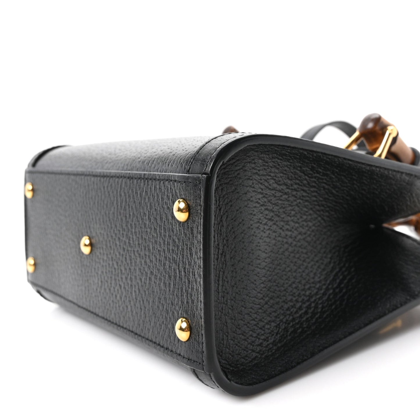 Textured Dollar Calfskin Web Mini Diana Tote Bag Black Dusty Grey