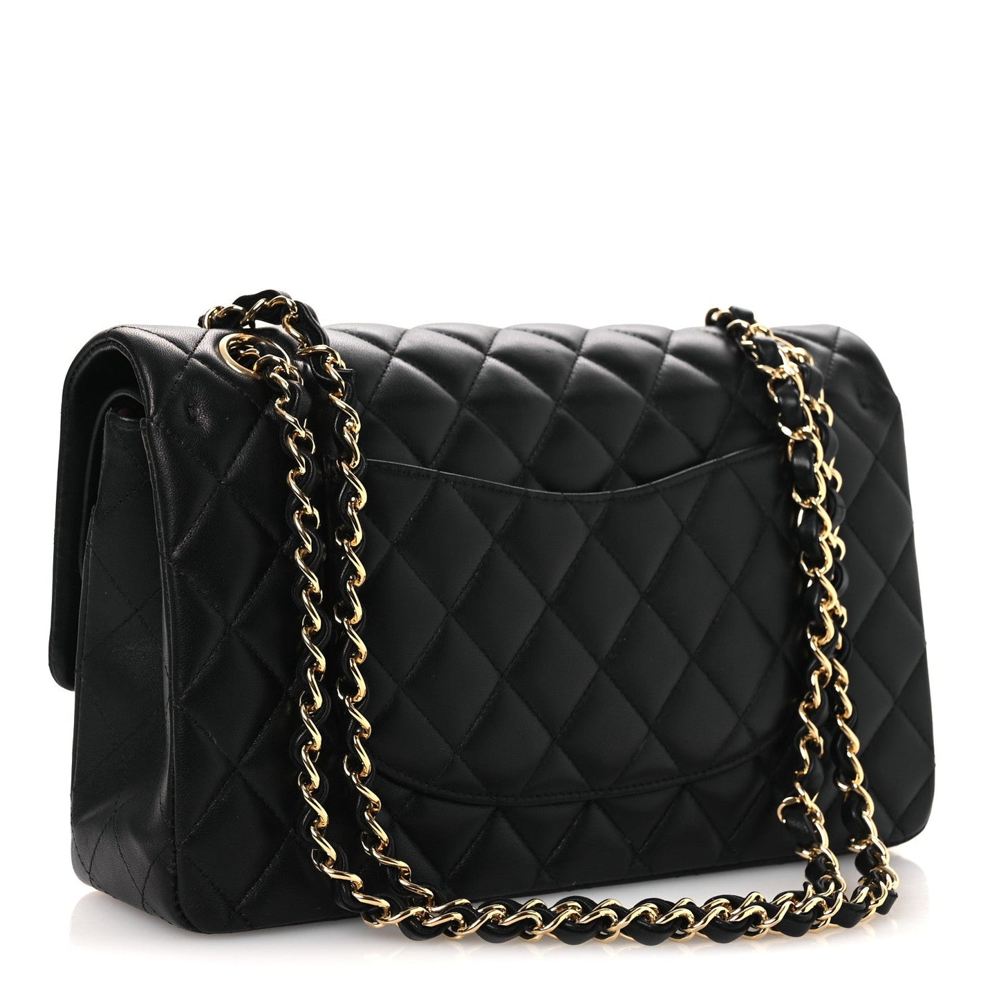 Lambskin Quilted Medium Double Flap Black