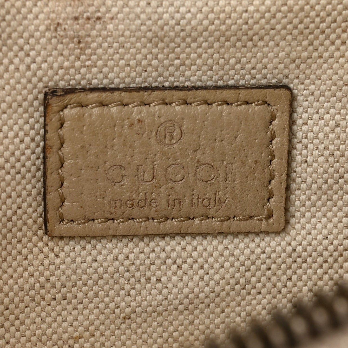 GG Supreme Monogram Textured Calfskin Web Retro Interlocking G Belt Bag Beige Mystic White Oatmeal