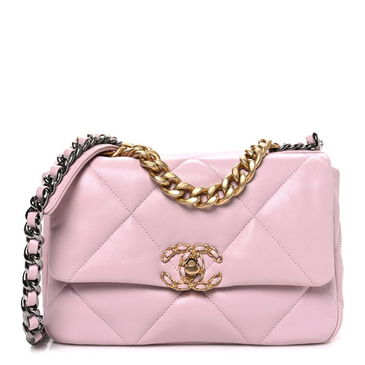 Lambskin Quilted Medium Chanel 19 Flap Light Pink