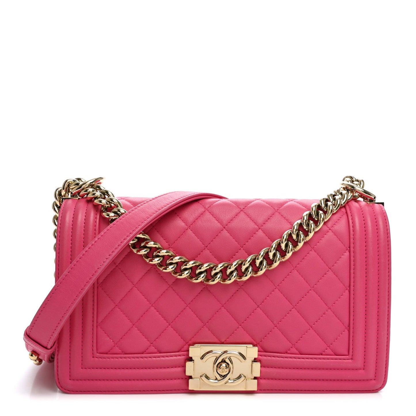 Lambskin Quilted Medium Boy Flap Pink