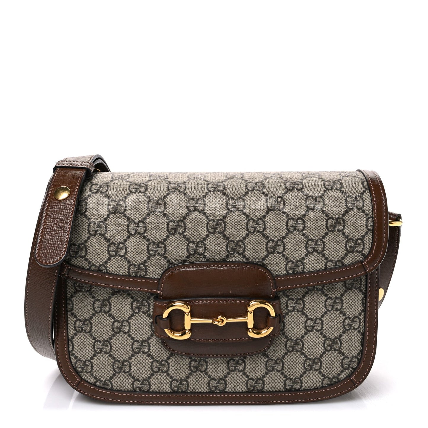 GG Supreme Monogram Horsebit 1955 Shoulder Bag Beige Brown Sugar