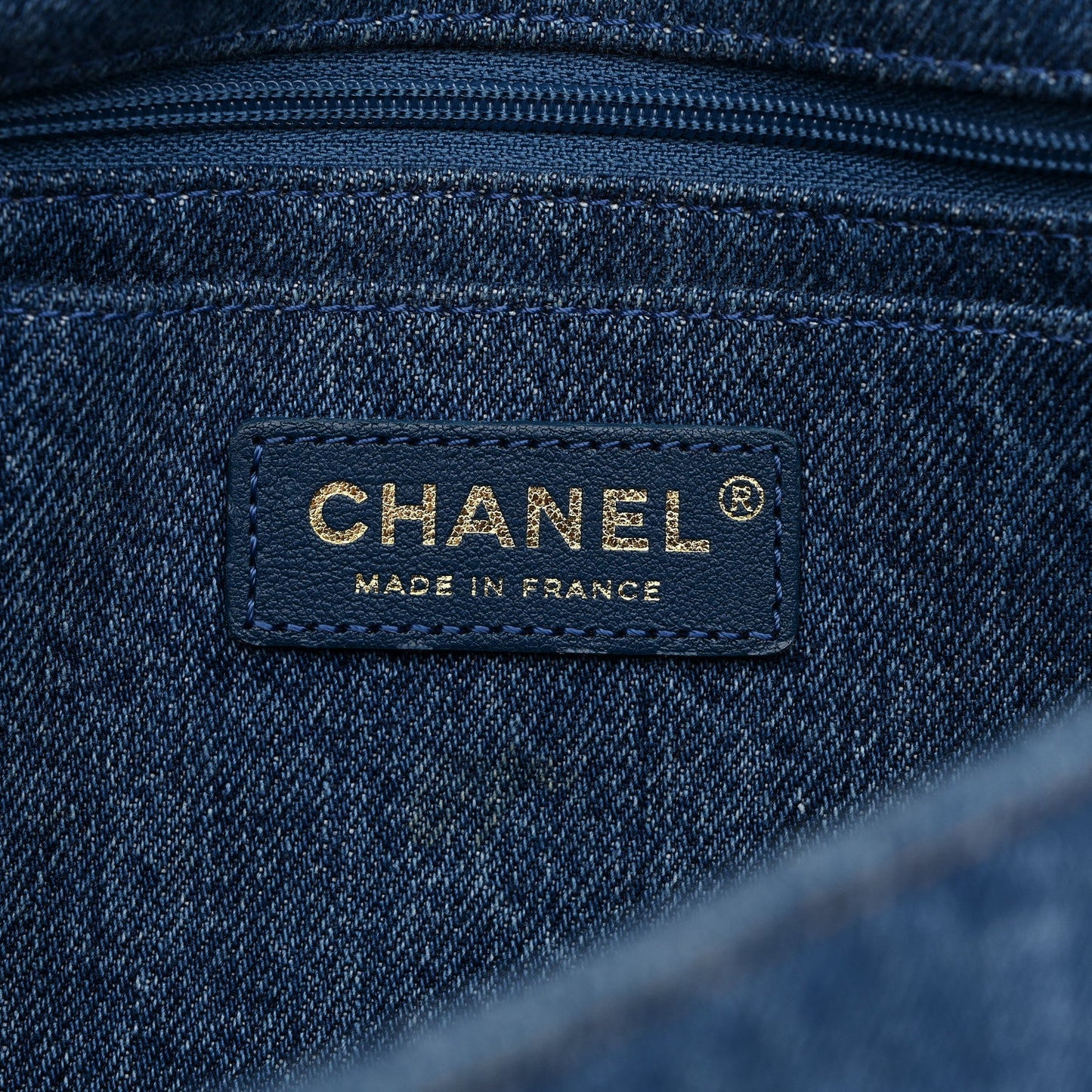 Denim Shearling Hieroglyph Flap Blue