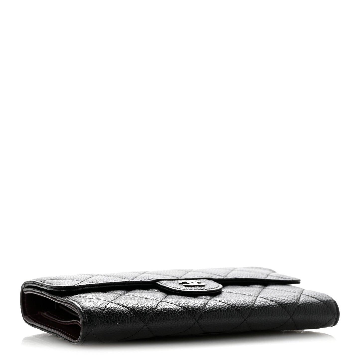 Caviar Quilted Large Flap Wallet Black