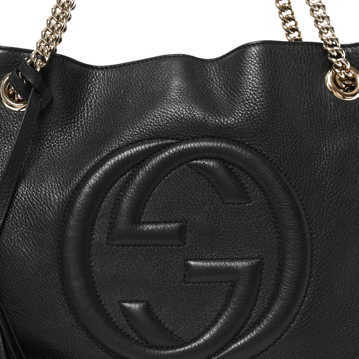 Pebbled Calfskin Medium Soho Chain Shoulder Bag Black