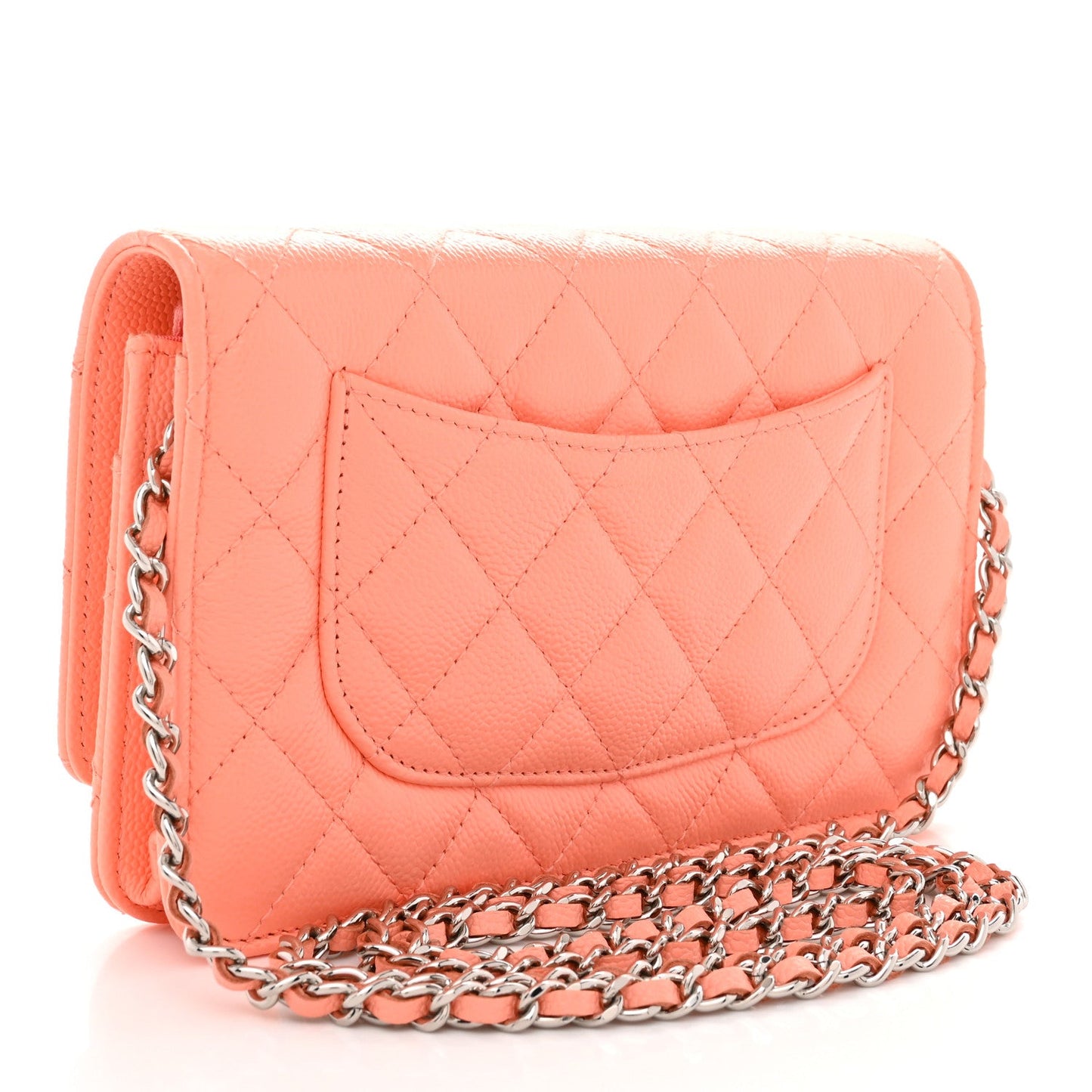 Caviar Quilted Wallet on Chain WOC Coral