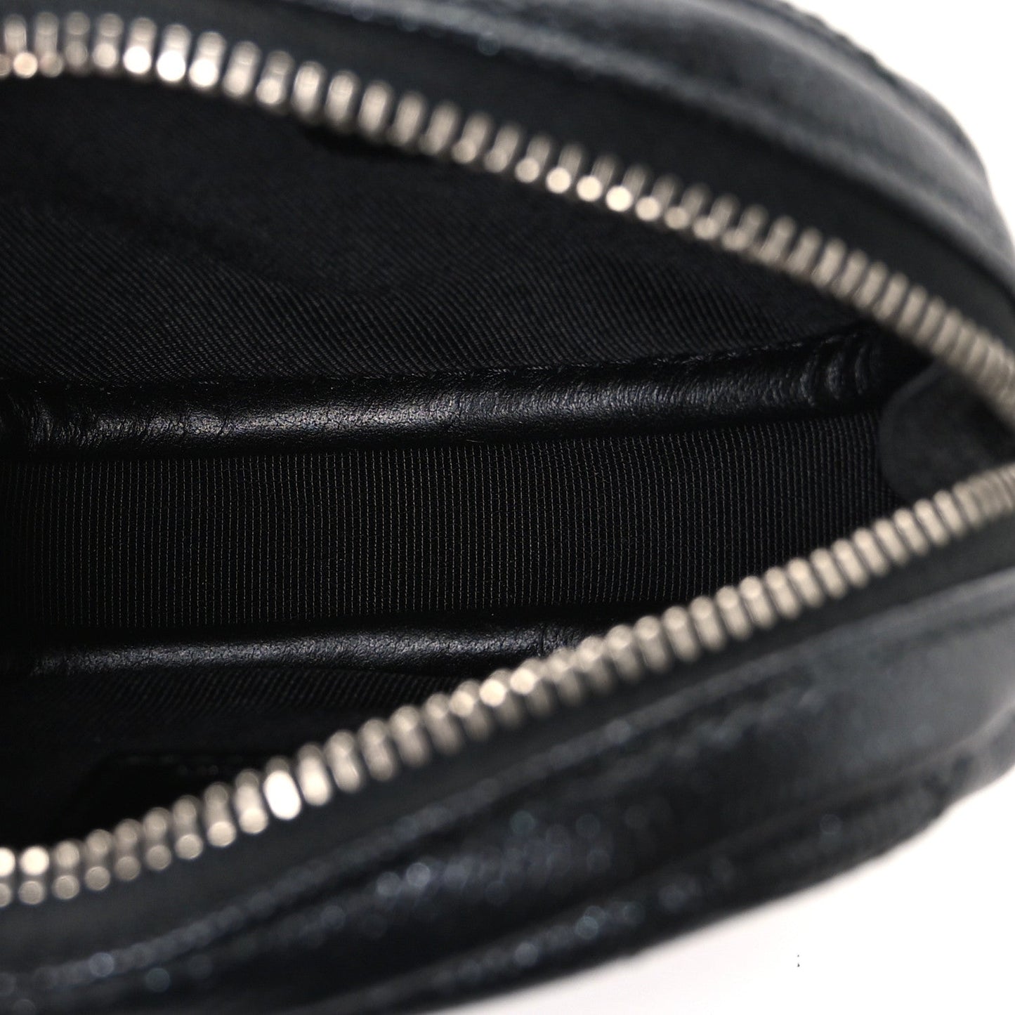 Iridescent Caviar Quilted Zip Around Classic Coin Purse Black