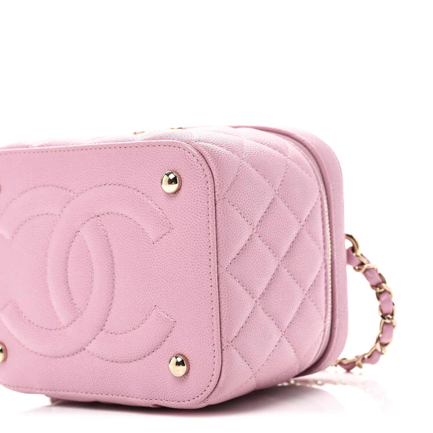 Caviar Quilted Small CC Vanity Case Pink