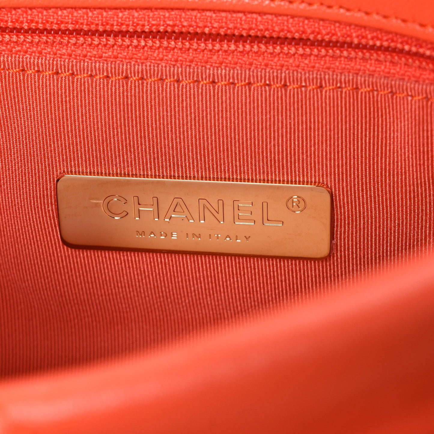 Goatskin Quilted Large Chanel 19 Flap Orange