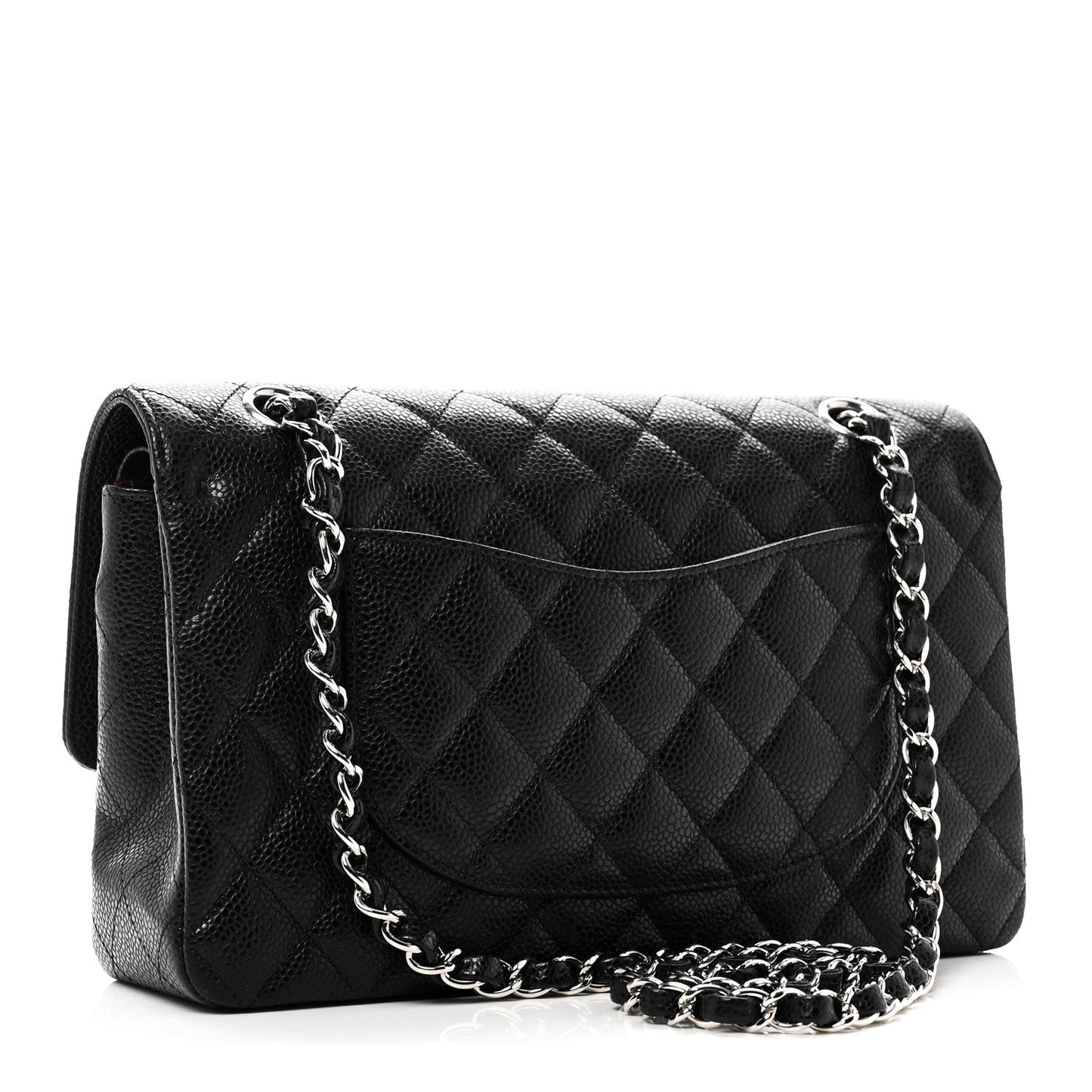 Caviar Quilted Medium Double Flap Black