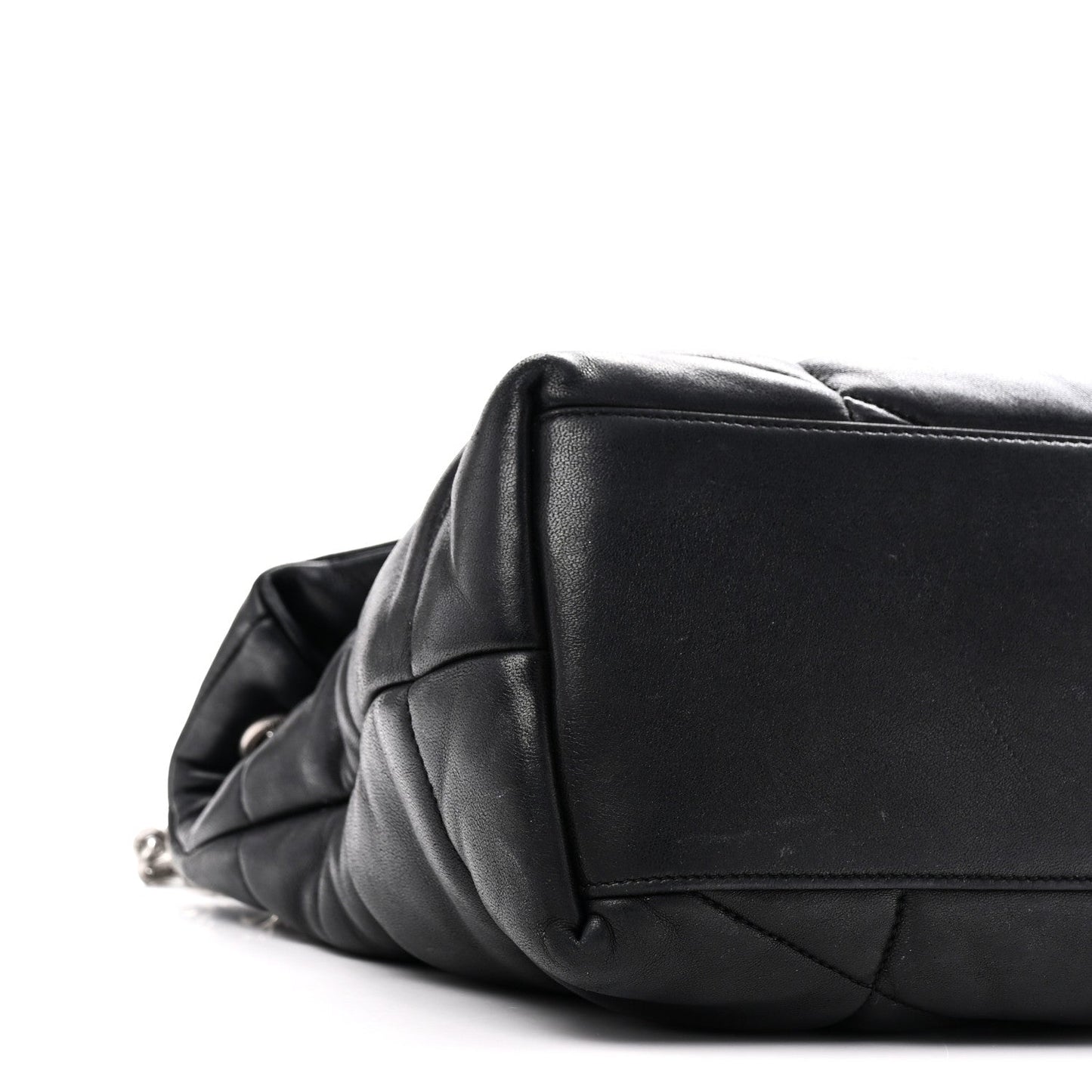 Lambskin Quilted Medium Loulou Puffer Monogram Chain Satchel Black