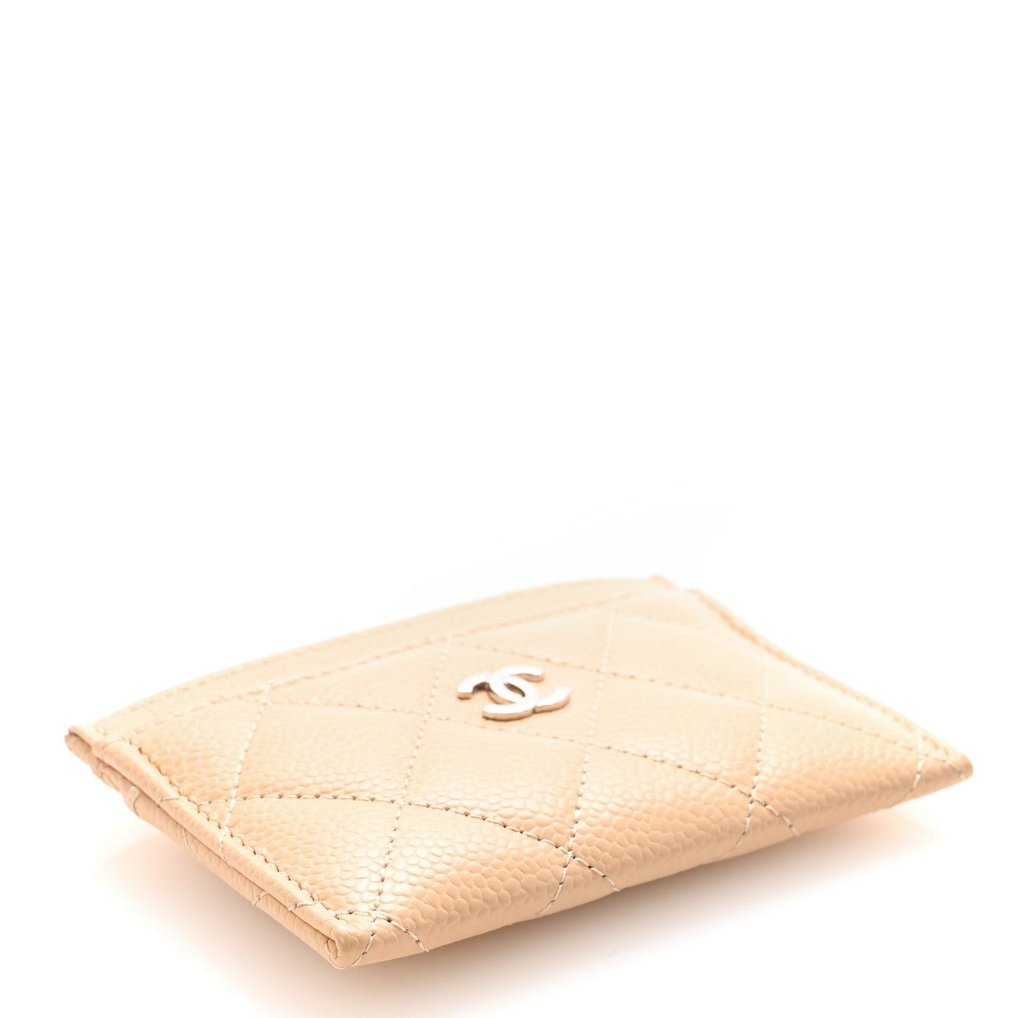 Caviar Quilted Card Holder Beige
