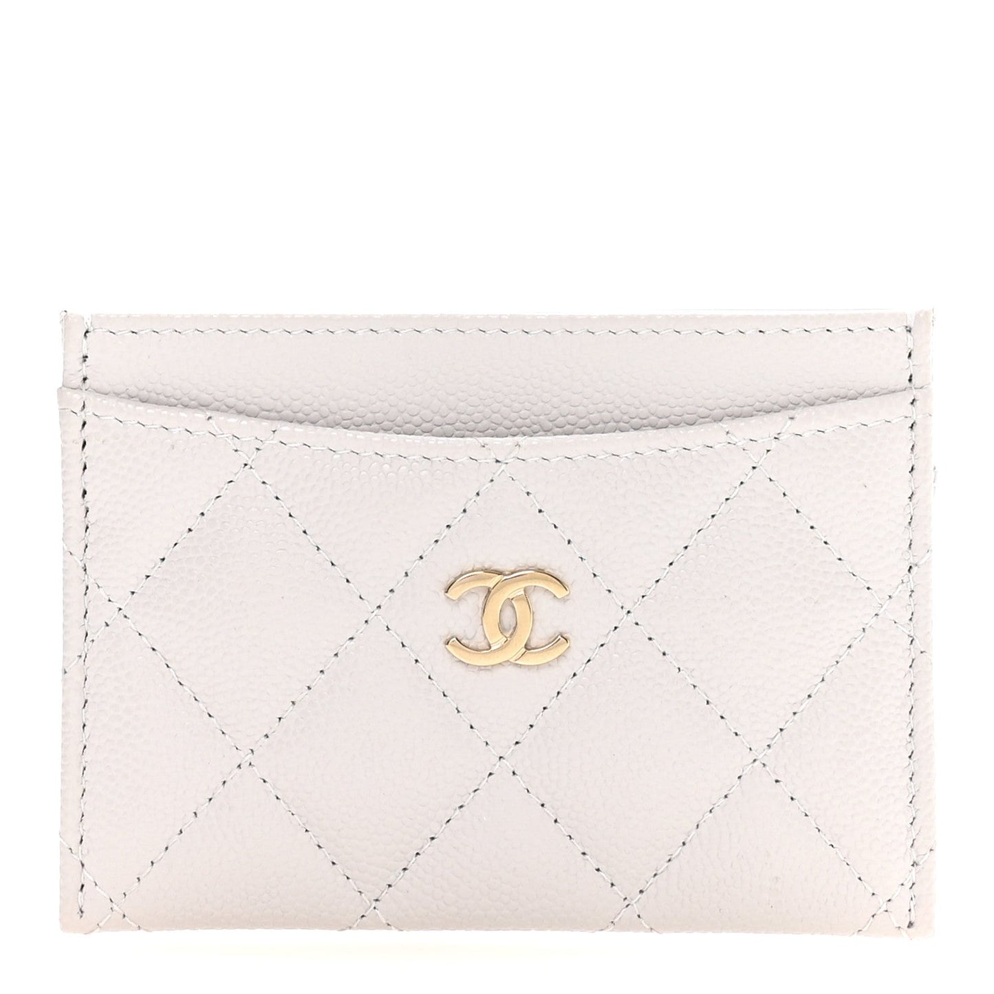 Caviar Quilted Card Holder Light Grey