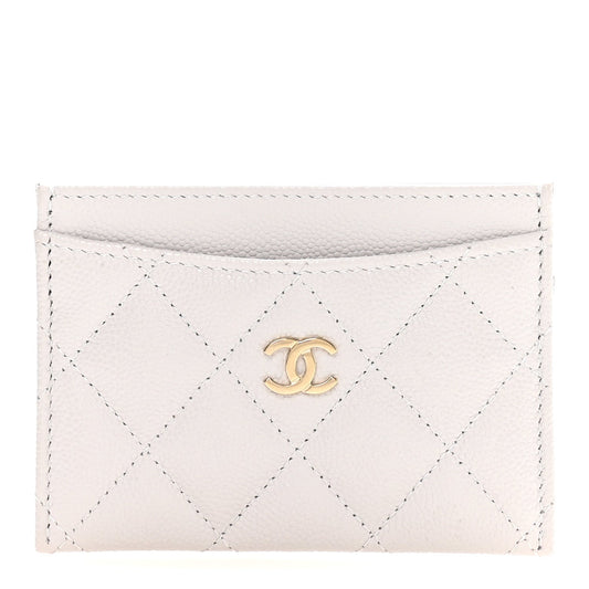 Caviar Quilted Card Holder Light Grey
