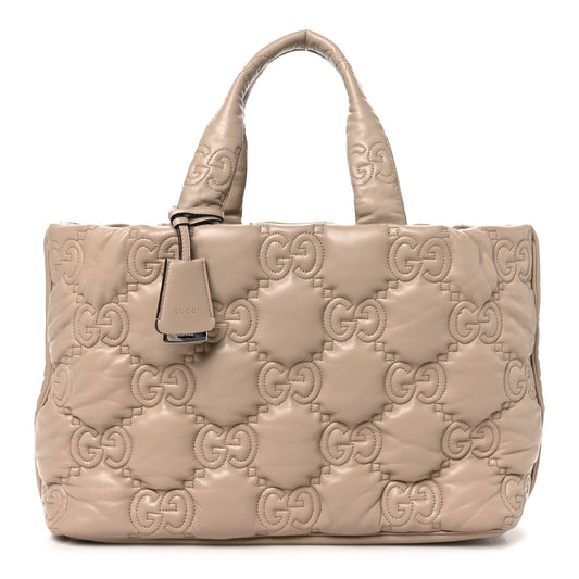 Calfskin GG Matelasse Large Tote Beige