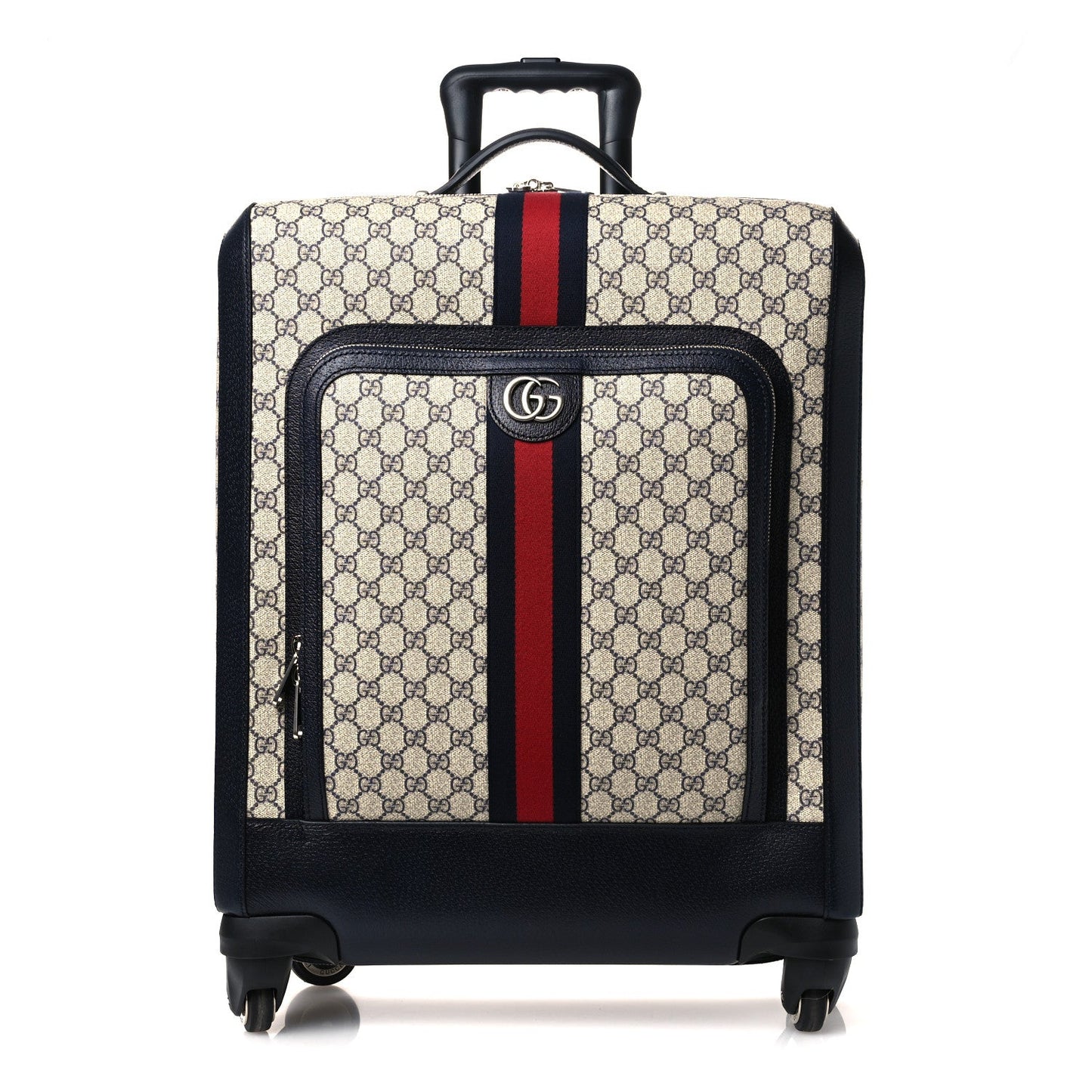GG Supreme Monogram Textured Dollar Calfskin Web Savoy Cabin Plus Trolley Beige Blue