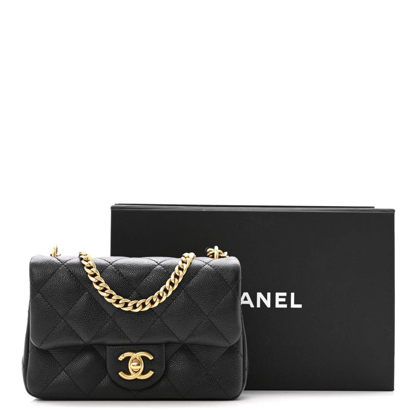 Caviar Quilted Mini Sweetheart Rectangular Flap Black