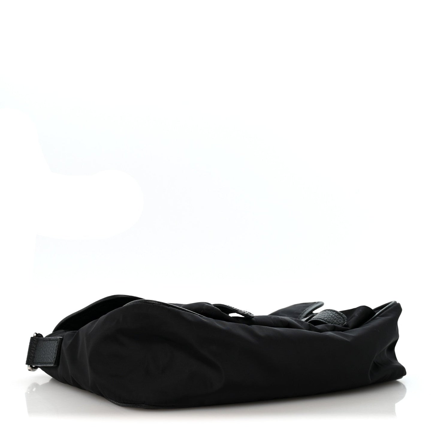 Nylon Monogram Double Buckle Flap Messenger Bag Black
