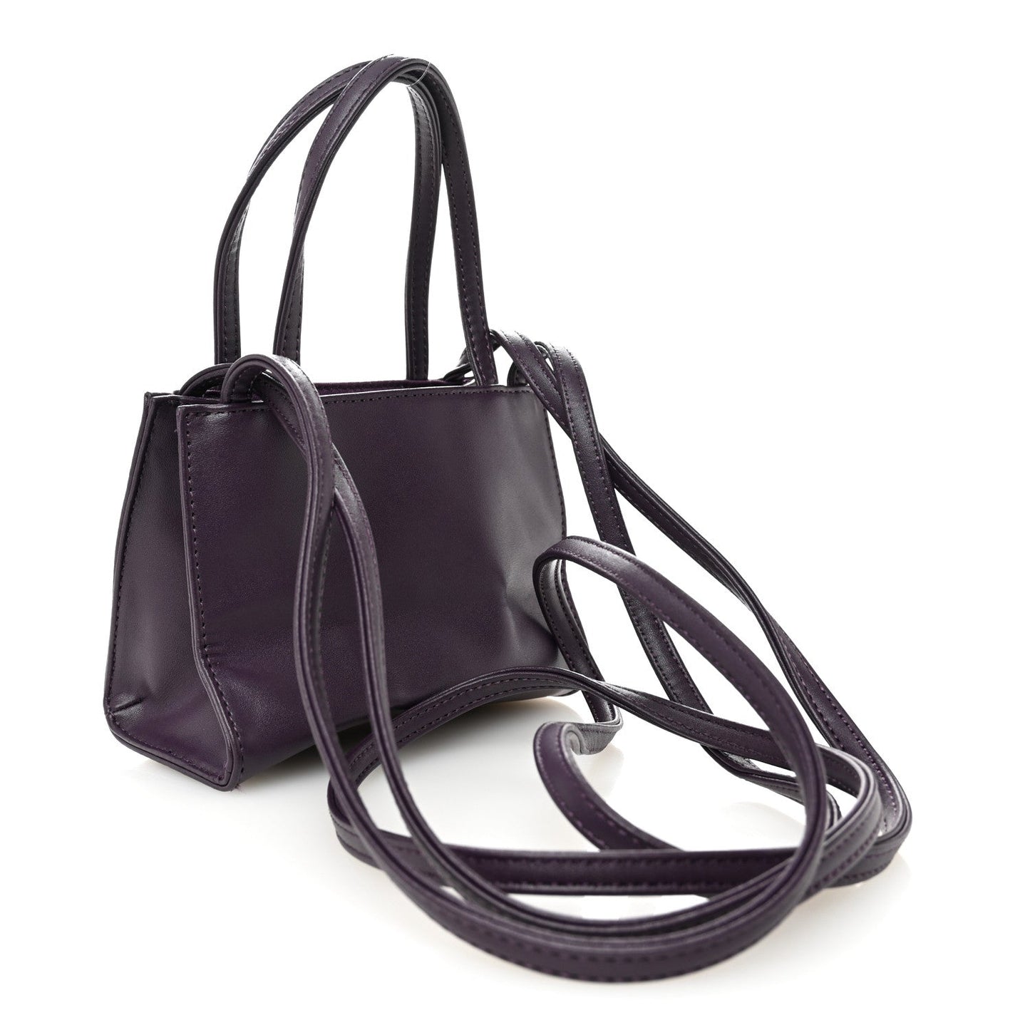 Vegan Leather Small Shopping Bag Eggplant