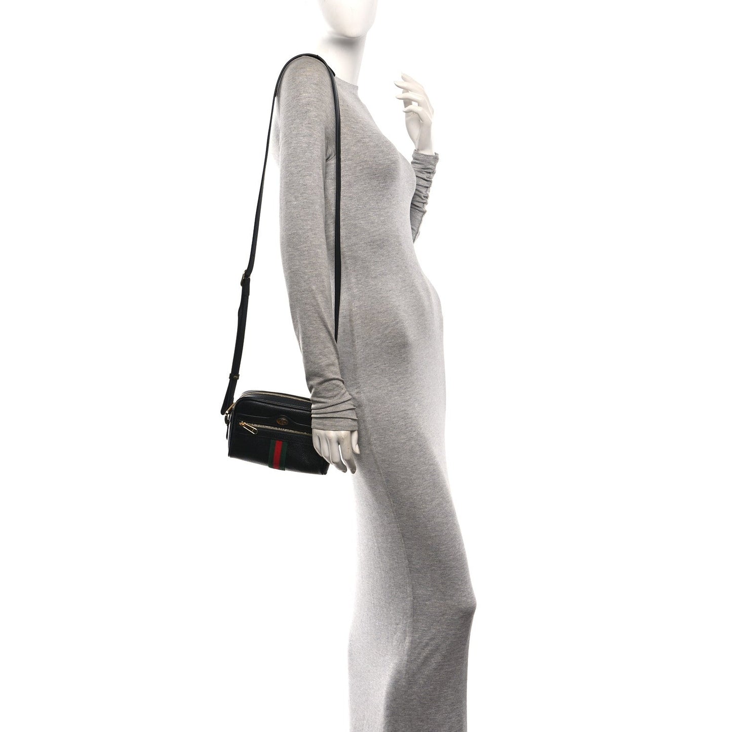 Calfskin Web Mini Ophidia Shoulder Bag Black
