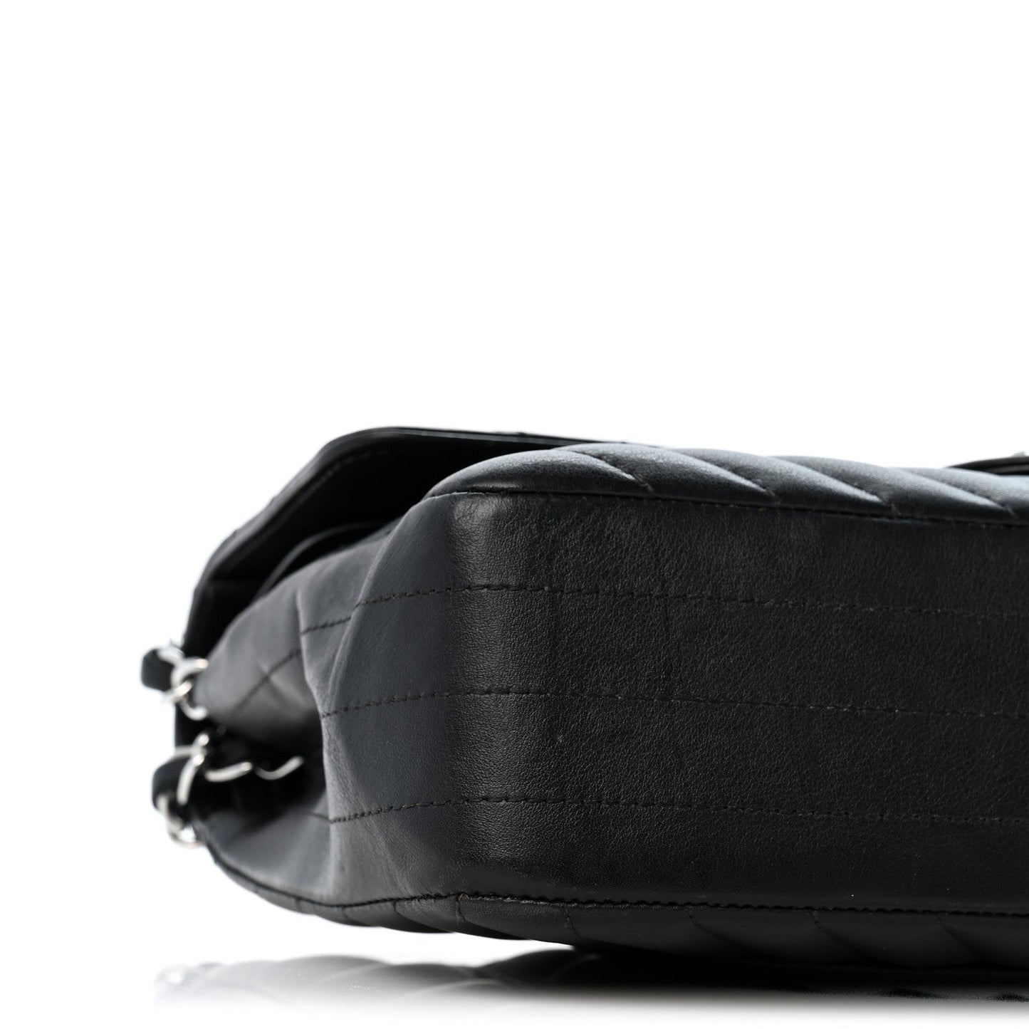 Lambskin Chevron Quilted Medium Double Flap Black