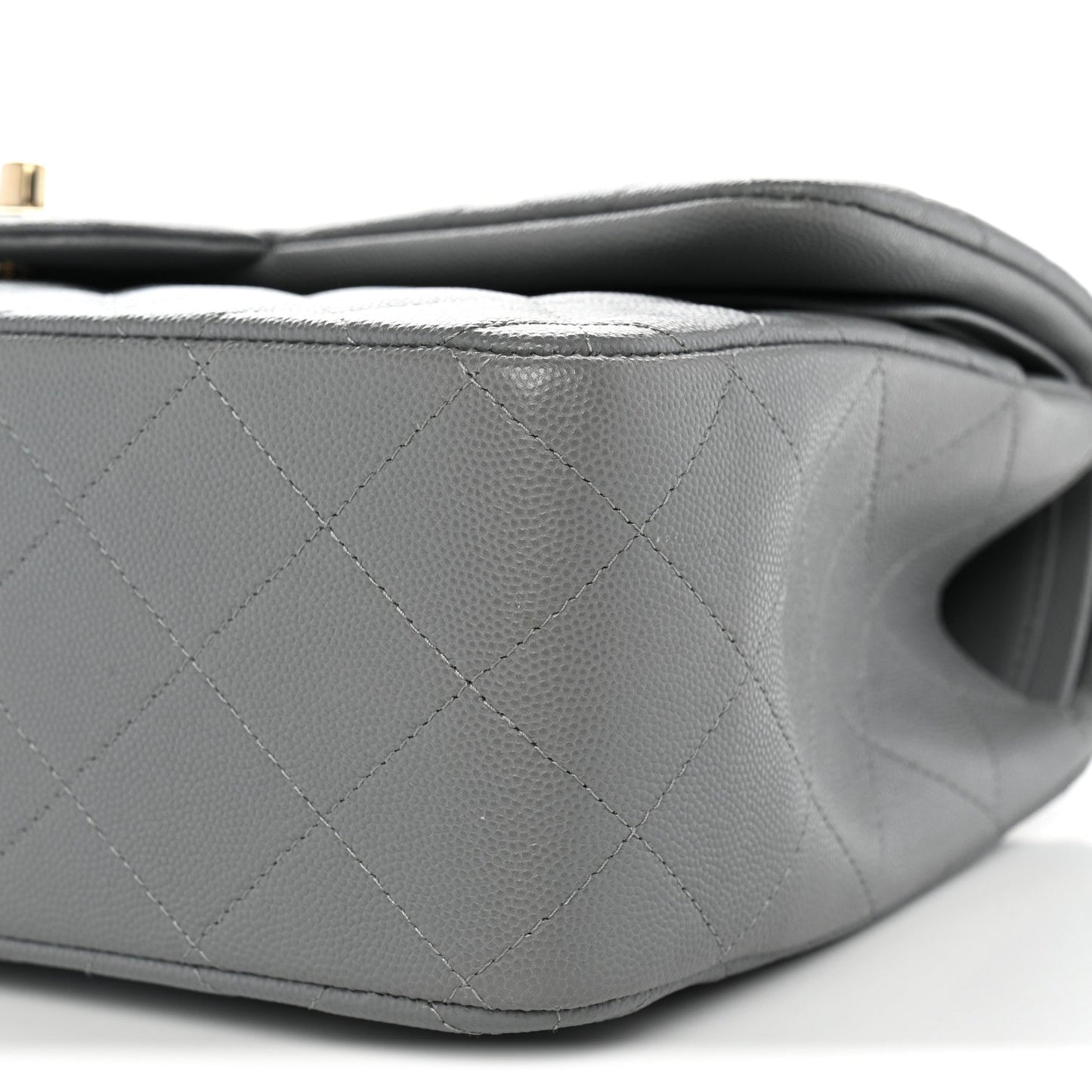 Caviar Quilted Jumbo Double Flap Grey