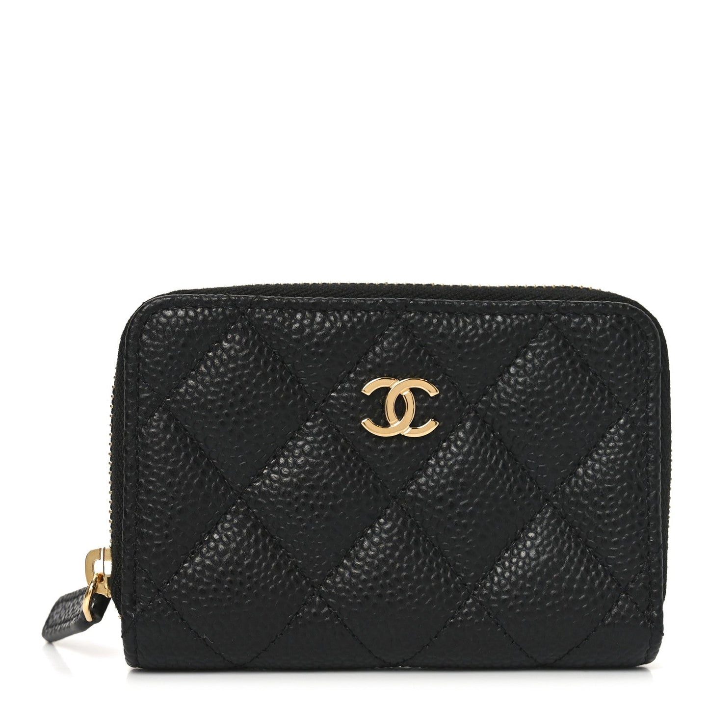 Caviar Quilted Zip Coin Purse Black