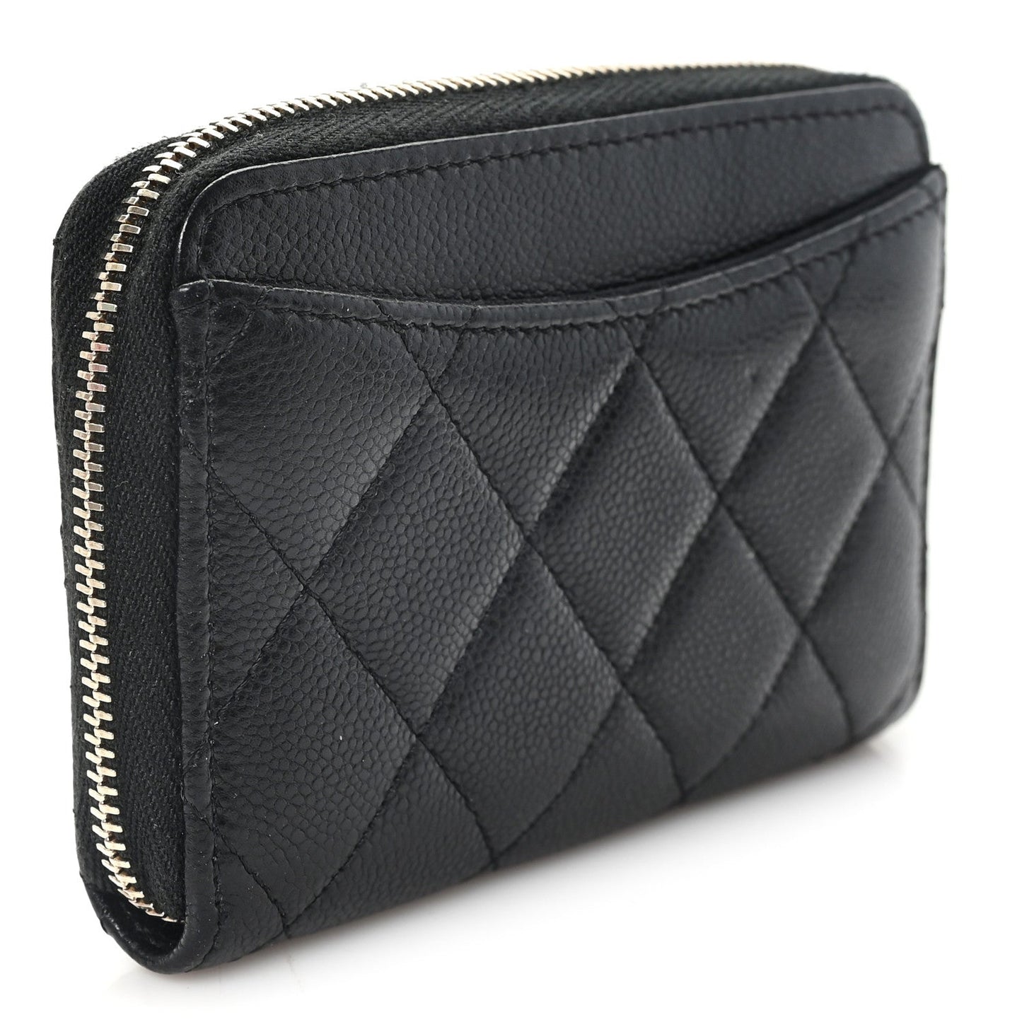 Caviar Quilted Zip Coin Purse Black