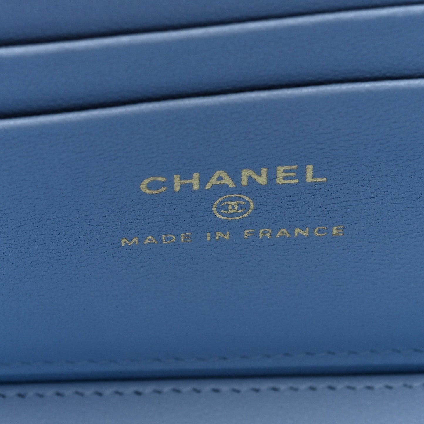 Lambskin Quilted Small Top Handle Vanity Case With Chain Light Blue