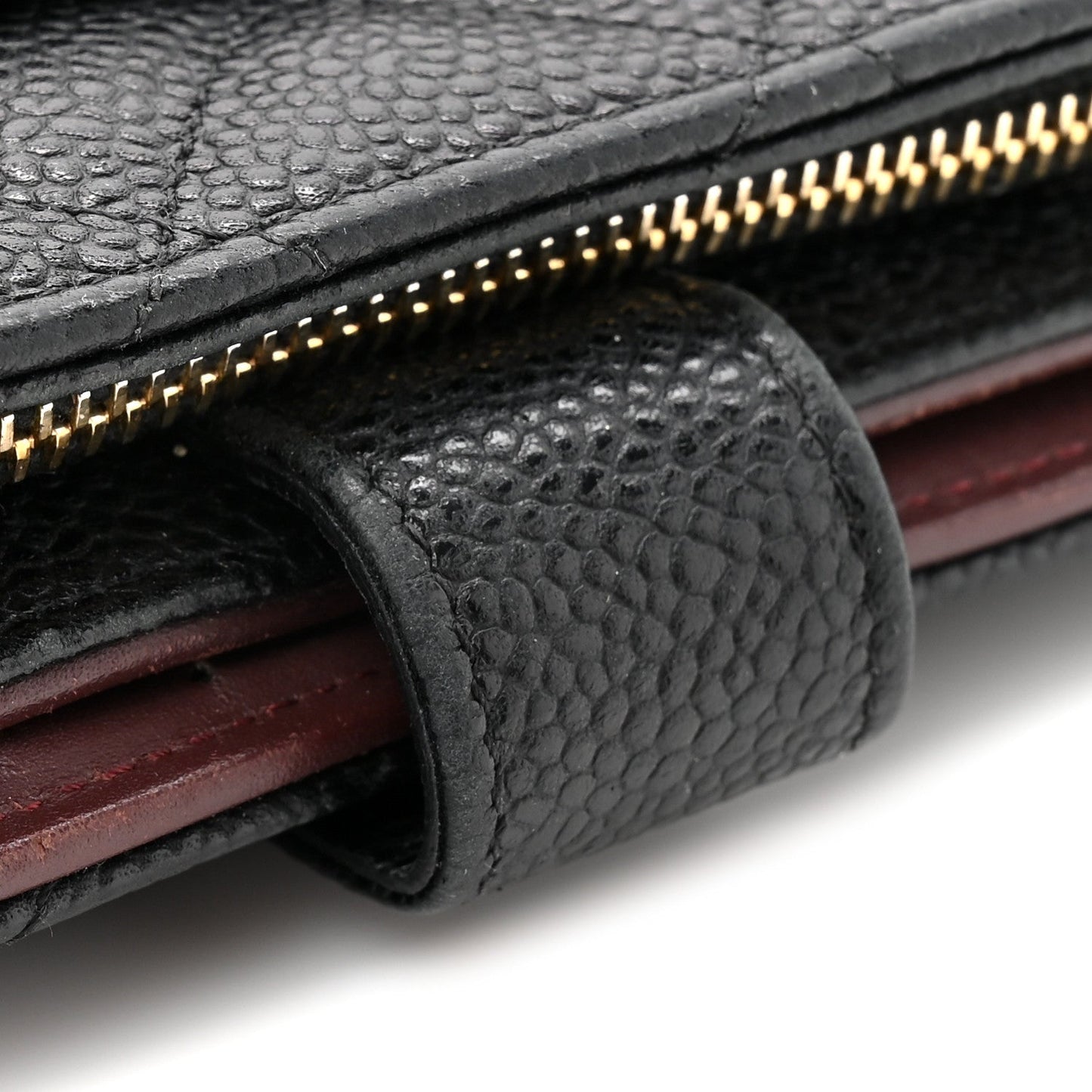 Caviar Quilted Zipped Pocket Wallet Black