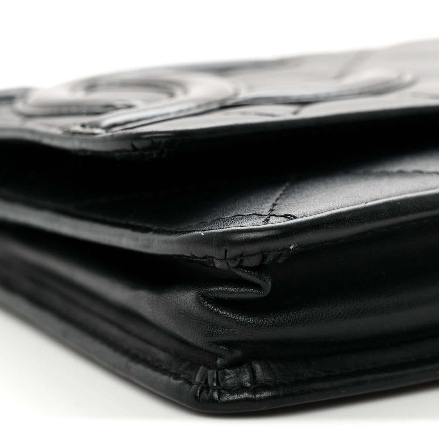 Calfskin Quilted Cambon Wallet on Chain WOC Black
