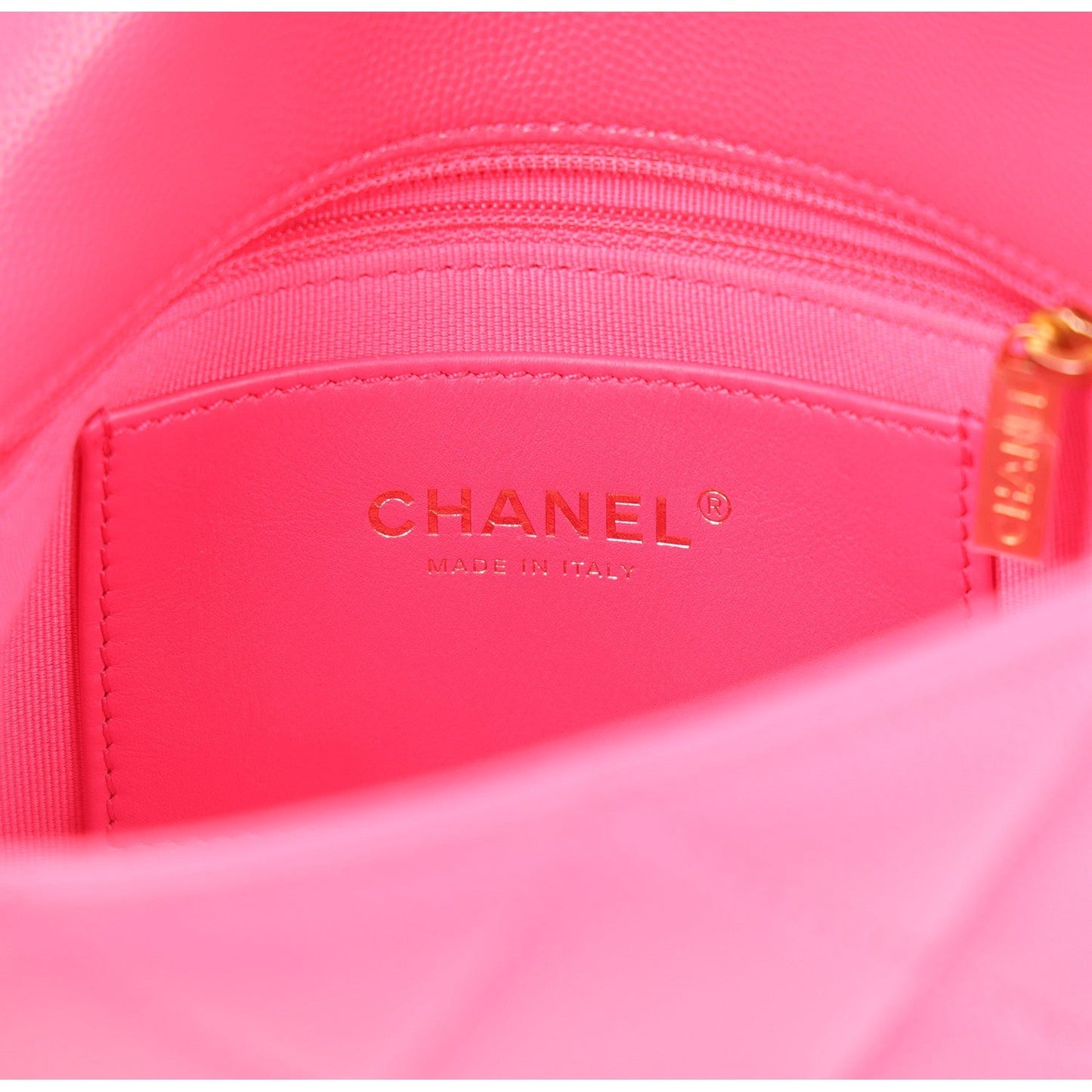 Shiny Caviar Quilted Chain Sunset Mini Flap Pink