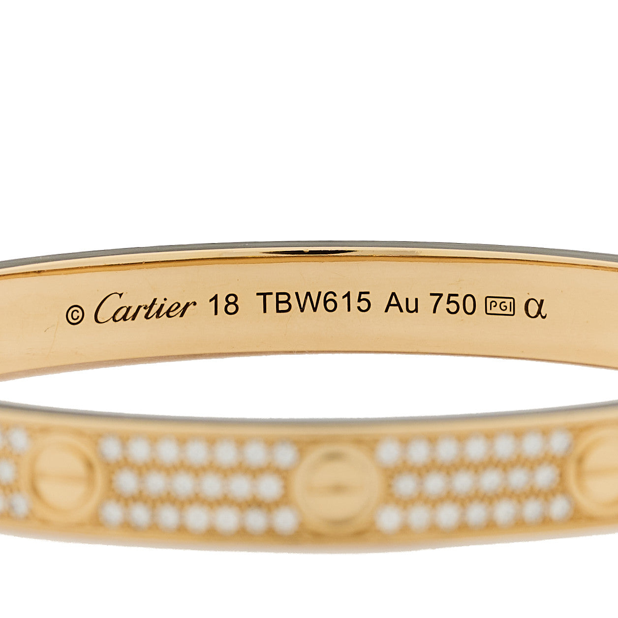 18K Yellow Gold Diamond LOVE Paved Bracelet 18
