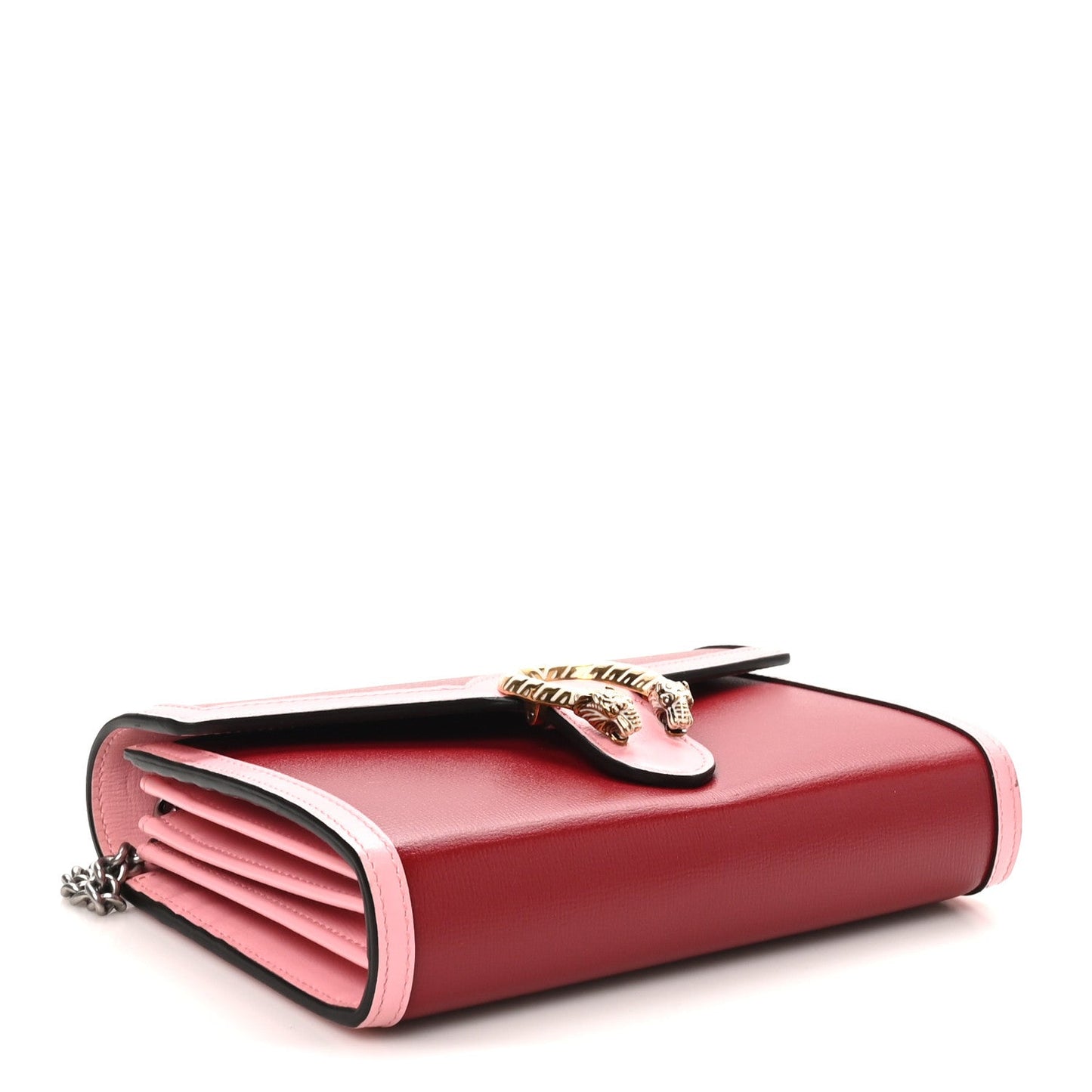 Azalea Calfskin Enamel Mini Dionysus Chain Wallet New Cherry Red Wild Rose Off White