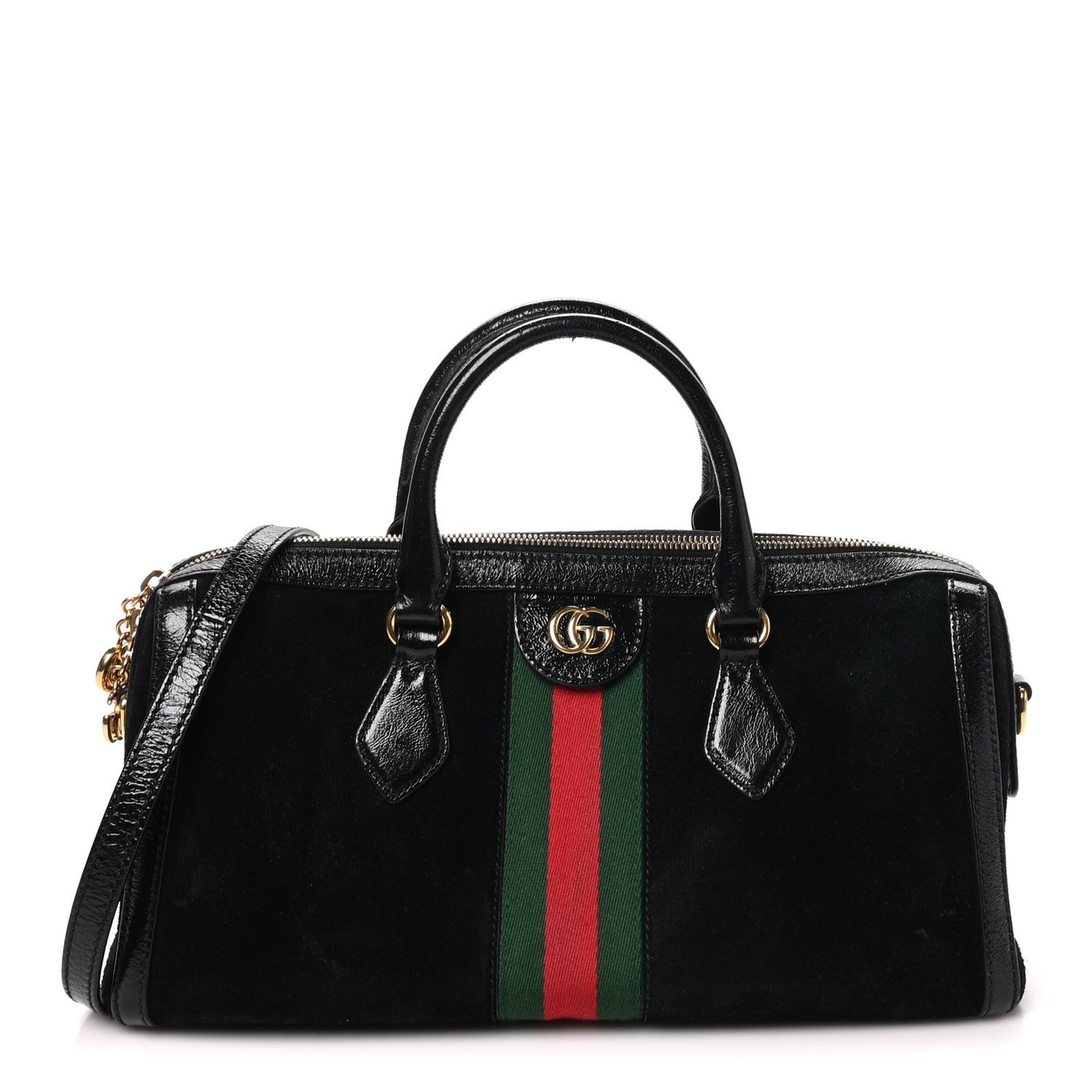 Suede Patent GG Web Medium Ophidia Boston Black
