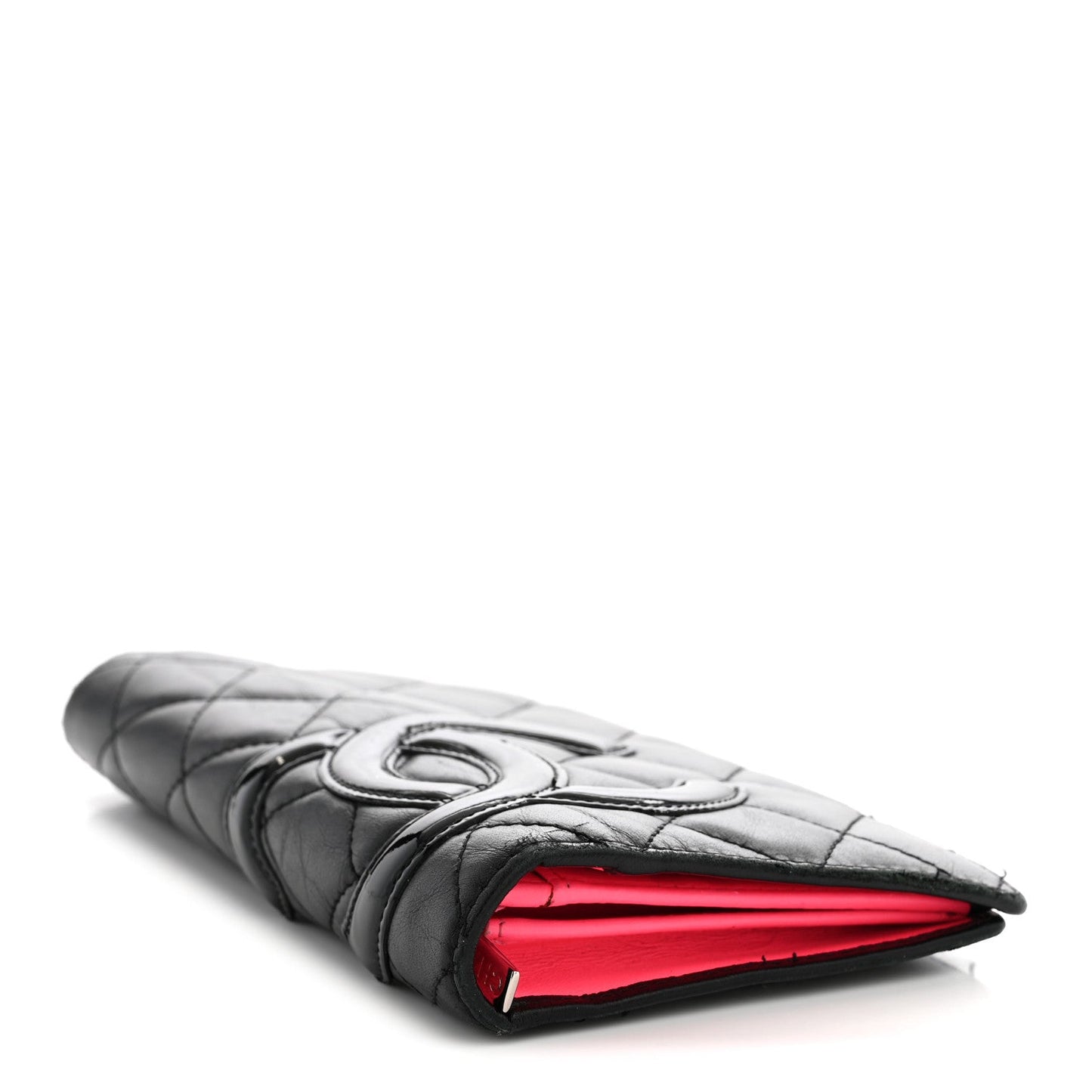 Calfskin Quilted Cambon Yen Wallet Black