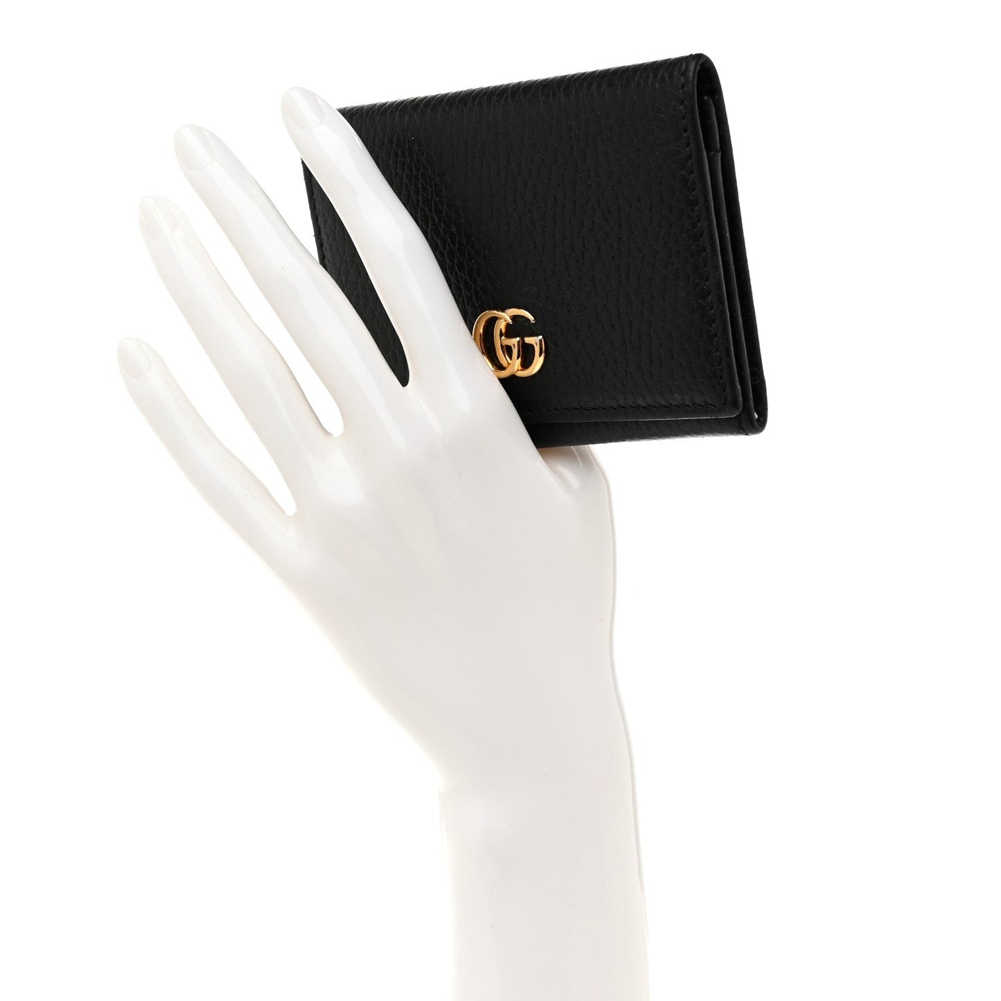 Pebbled Calfskin GG Marmont Card Case Black