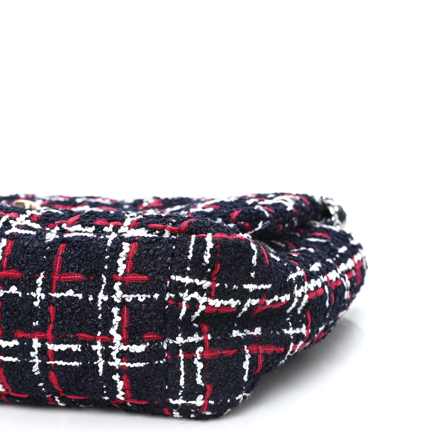 Tweed Quilted Large Chanel 19 Flap Navy Blue White Red
